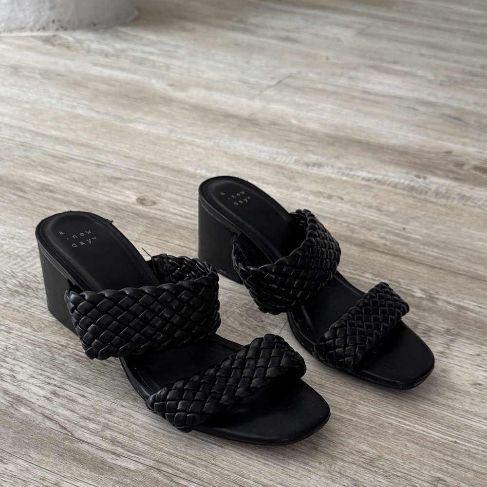 a new day Black Woven Mules